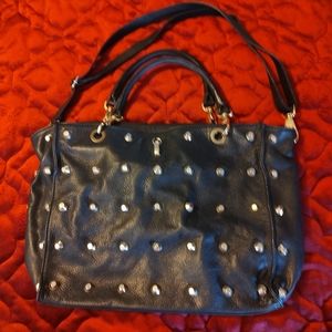 Popcorn Milano Black Studded Leather bag w/ shoulder strap and handles